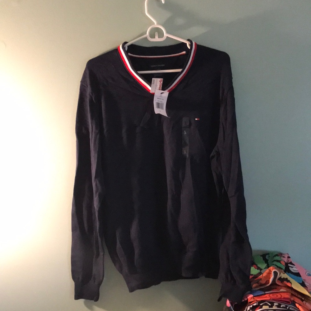 Men’s blue and red pull over tommy brand